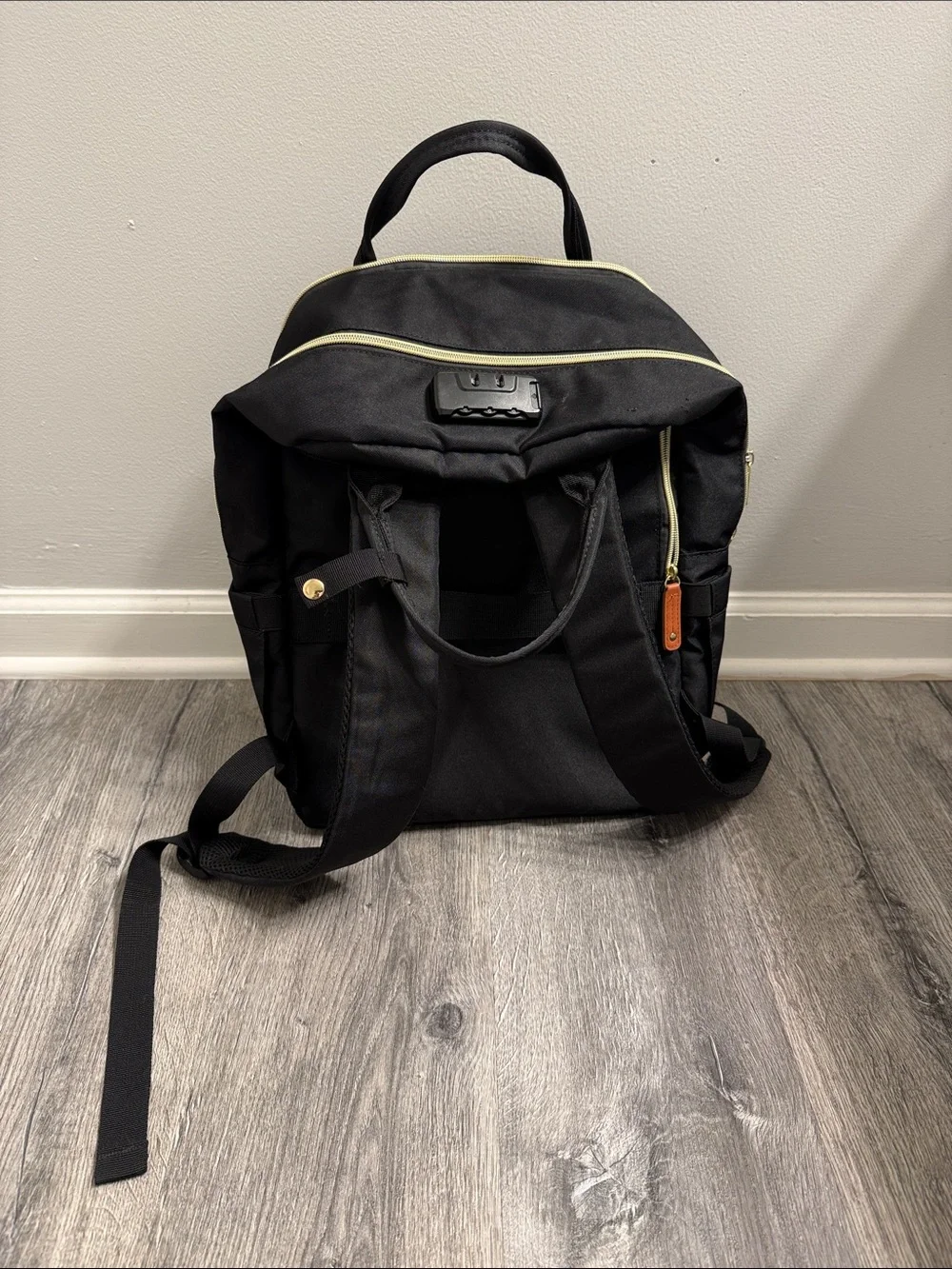 Black with gold accent Backpack - Compact Everyday Bag